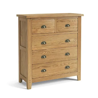 Rustic Wood 2 Over 3 Chest of Drawers Shaker Legs