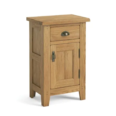 Rustic Oak 1 Door 1 Drawer Telephone Table Cup Handle