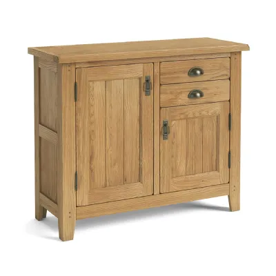 Rustic Oak 2 Door 2 Drawer Small Sideboard