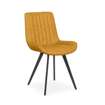 Mustard Yellow Fabric Dining Chair Metal Legs