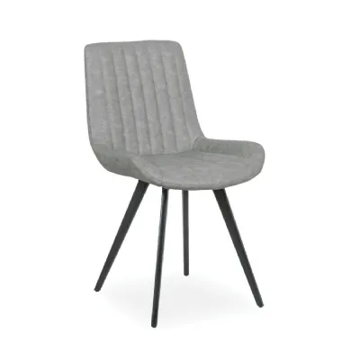 Light Grey Fabric Dining Chair Metal Legs