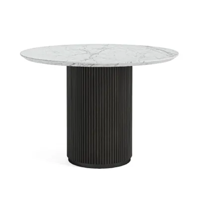 White Marble Top 120cm Round Dining Table Pedestal Base