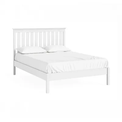 White Wood 5ft King Size Slatted Bed Frame