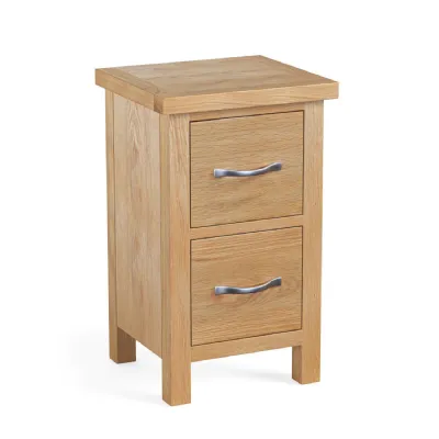 Natural Wood 2 Drawer Bedside Table