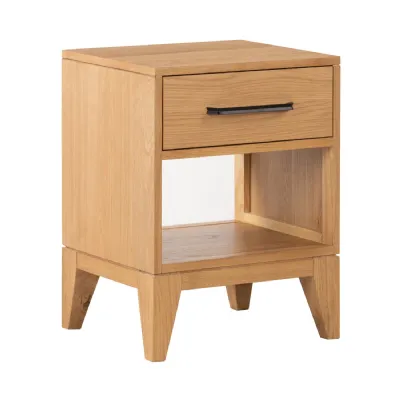 Oak 1 Drawer Small Bedside Table Nightstand Starburst Base