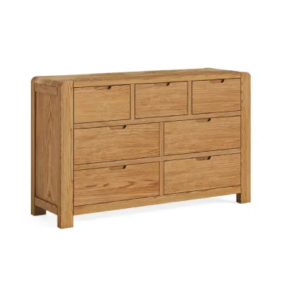 Oak 3 Over 4 Chest of Drawers Curved Edge
