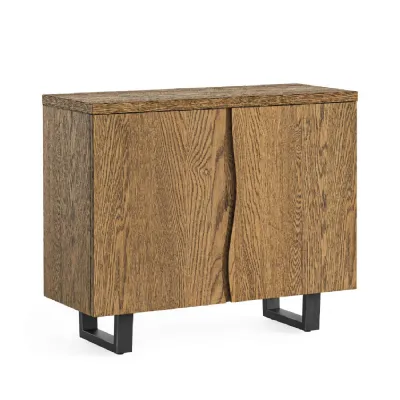 Waxed Oak 2 Door Small Sideboard Industrial Metal Legs