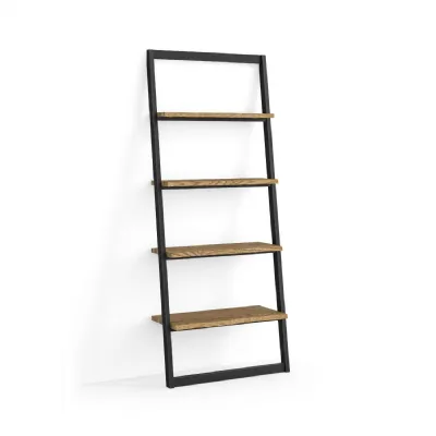 Industrial Wood 5 Tier Open Bookcase Metal Framed