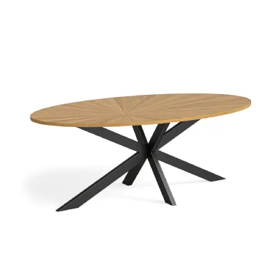 Oak Starburst Top 180cm Large Oval Dining Table
