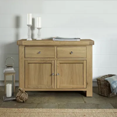 Country Chic Oak 2 Door 2 Drawer Small Sideboard