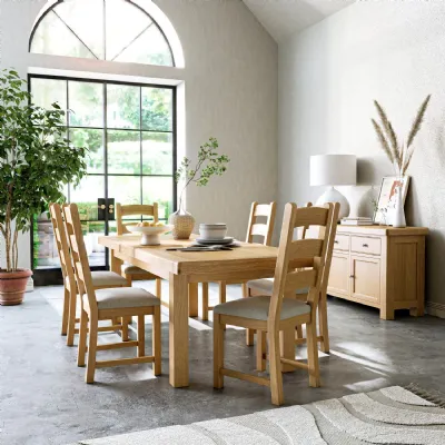 White Wash Wood Large Extending Dining Table 200 to 245cm