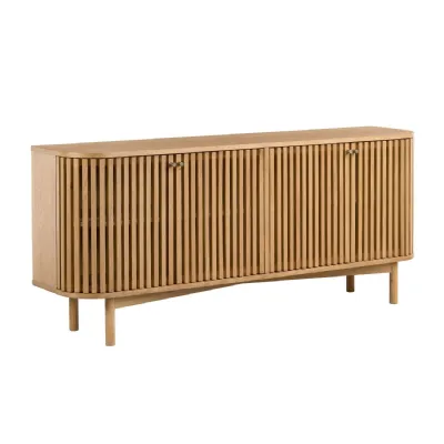 Oak 2 Door Large Sideboard Slatted Patterned