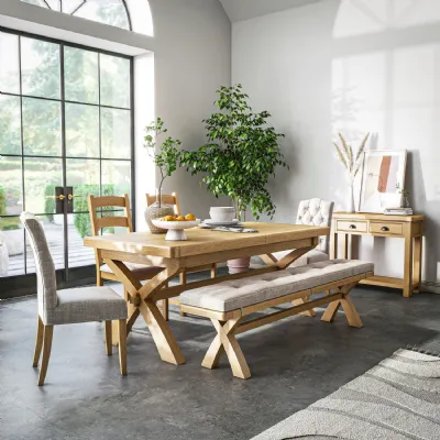 Natural Oak Extra Large Extending Dining Table 200 to 245cm