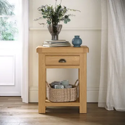 Oak 1 Drawer Telephone Table with Lower Shelf