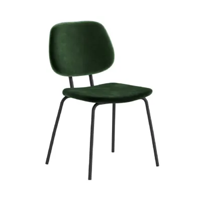 Green Velvet Upholstered Dining Chair Metal Framed