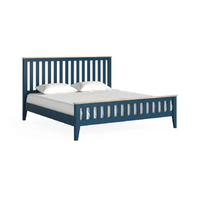 Navy Wood 6ft Super King Slatted Bed Oak Top