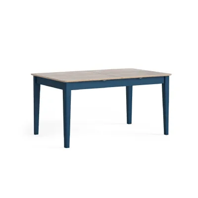 Blue Wood Large Extending Dining Table Oak Top 150 to 200cm