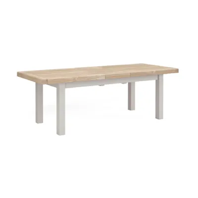 Grey Wood Large Extending Dining Table Oak Top 200 to 245cm