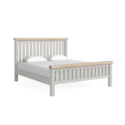 Grey Washed Oak 6ft Super King Slatted Bed Frame Oak Top