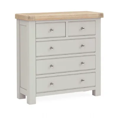 Grey Wood 2 Over 3 Drawer Large Chest of Drawer Oak Top