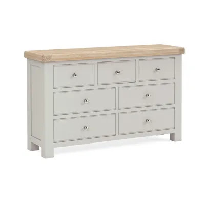 Grey Wood 3 Over 4 Chest of Drawers Oak Top