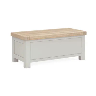 Grey Wood Blanket Box with Oak Top and Lift Lid