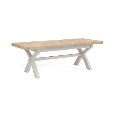 White Wood Oak Top Large Extending Dining Table 200 to 250cm
