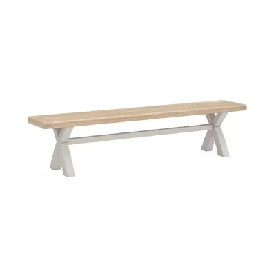 Grey Wood Large Cross Bench Oak Top