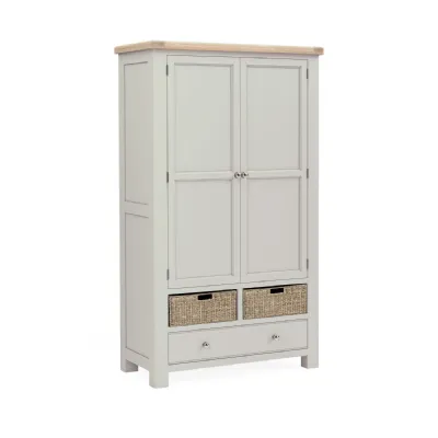 Grey Wood Oak Top 2 Door 1 Drawer Larder Unit with 4 Baskets
