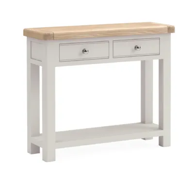 Grey Wood 2 Drawer Console Table Oak Top