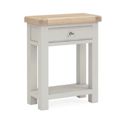 Light Grey Wood Telephone Table Oak Top with Drawer