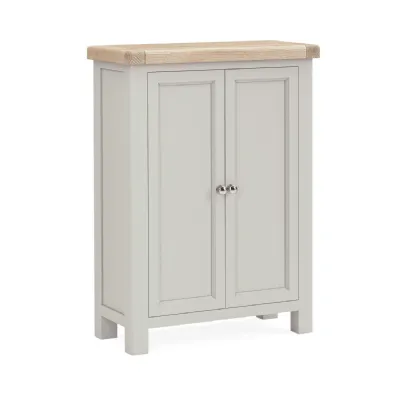 Light Grey Wood 2 Door Shoe Cabinet White Wash Wood Top