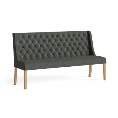 Charcoal Fabric Buttoned Back Upholstered Dining Sofa
