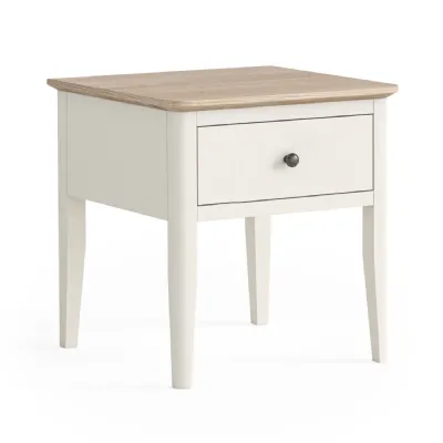 Coconut Milk Wood 1 Drawer Square Lamp Table Oak Top
