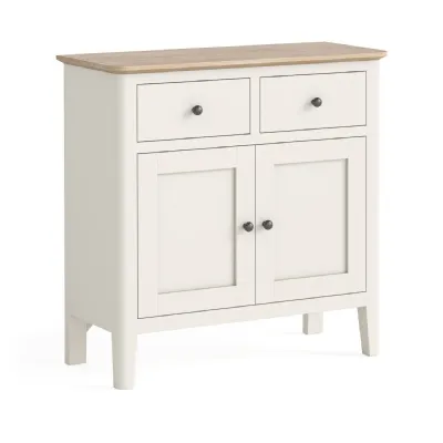 Coconut Milk Wood 2 Door 2 Drawer Small Sideboard Oak Top