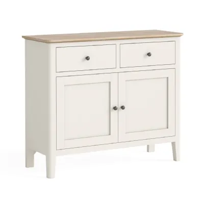 Coconut Milk Wood 2 Door Small Sideboard Oak Top
