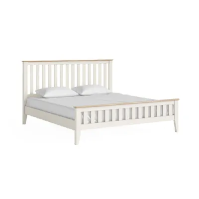 Coconut Milk Wood 6ft Super King Size Slatted Bed Oak Top