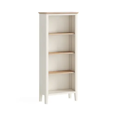 Coconut Milk Wood 4 Tier Slim Open Bookcase Oak Top