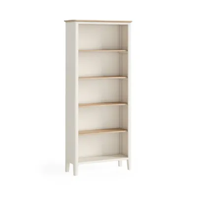 Coconut Milk Wood 5 Tier Open Large Bookcase Oak Top