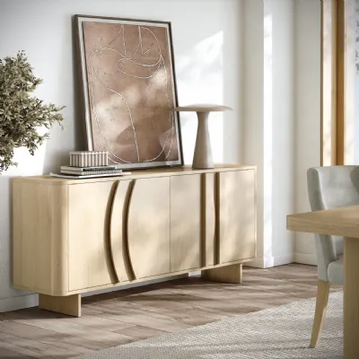 Light Wood 4 Door Arc Design Large Sideboard