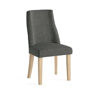 Charcoal Fabric Upholstered Dining Chair Light Wood Legs