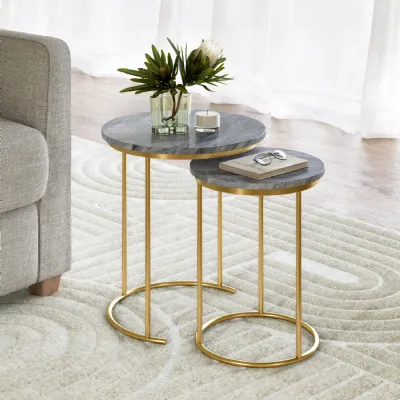 NEST GOLD BASE GREY MARBLE