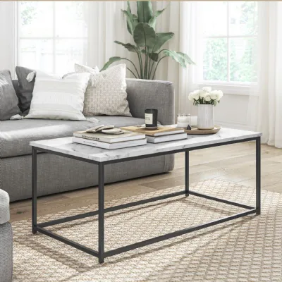 RECT COFFEE GREY BASE WHITE MARBLE