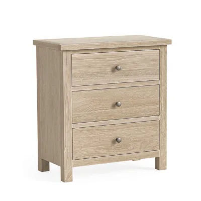 White Wash Oak Small Chest of 3 Drawers