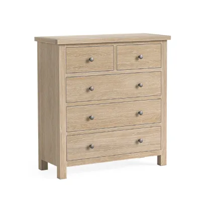 White Wash Oak 2 Over 3 Chest of Drawers