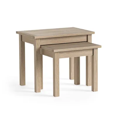 White Wash Oak Nest of 2 Side Tables