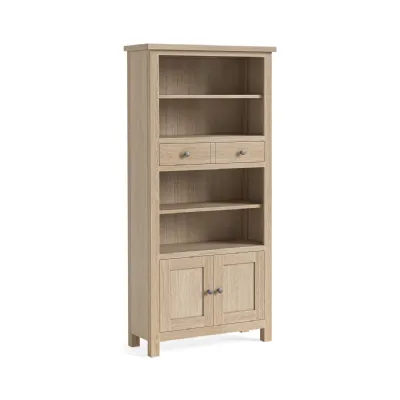 White Washed Oak 2 Door 2 Drawer Open Display Unit