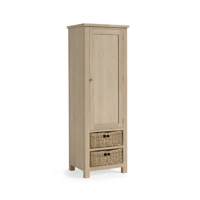 White Wash Oak 1 Door 1 Drawer Tall Larder Unit 2 Baskets
