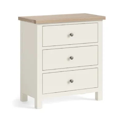 Coconut Wood Chest of 3 Drawers White Wash Top