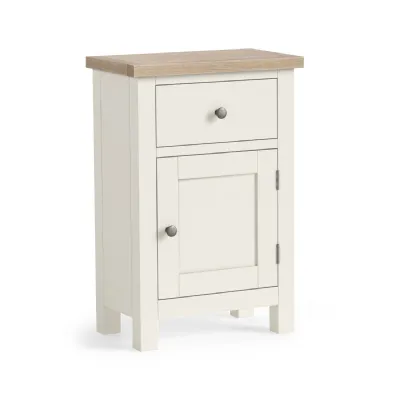 Coconut Wood 1 Door 1 Drawer Telephone Cupboard Oak Top